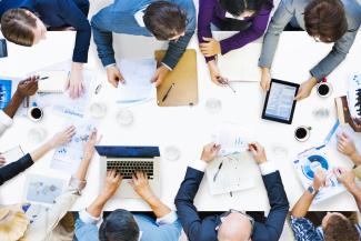 People Meeting - Overhead Shot